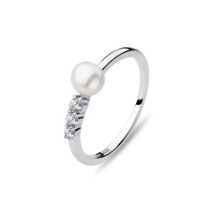 Inel argint cu perla naturala alba si pietre DiAmanti SK23217R_W-G (Argint 925‰ 1,5 g.)